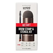 Kiss New York Instant Brow Stamp and Stencil Kit Powder Stamp Eyebrow Shaping Kit (MediumBrown)